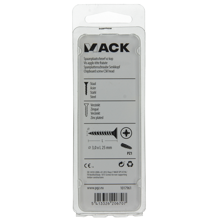 Mack 1017961 - Spanplattenschraube mit Kopf gelb verzinkt 100 Stück 3,0 x 25 mm | 5 Stück