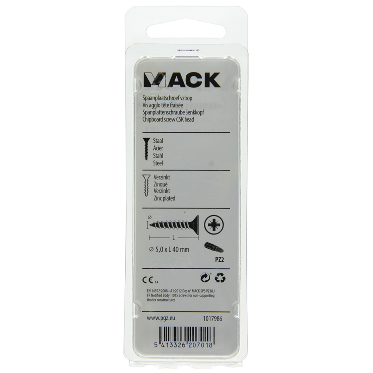 Mack 1017986 – Spanplattenschraube mit Kopf gelb beschichtet. 30 Stück 5,0 x 40 mm | 5 Stück