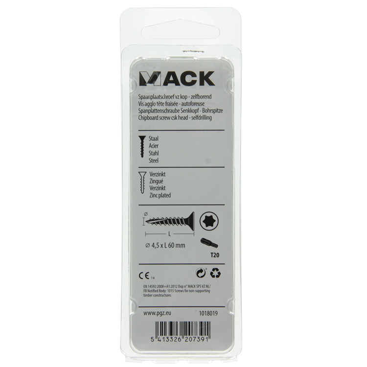 Mack 1018019 - spanienplschr.vzkop-selbstmontage gelb plattiert 25 Stück 4,5 x 60 mm | 5 Stück