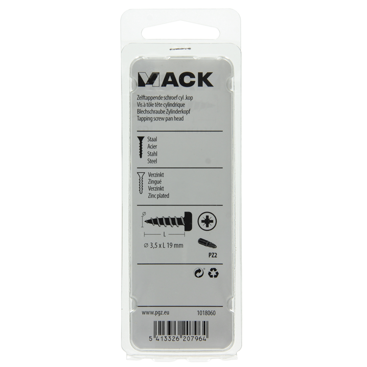 Mack 1018060 - Blechschraube Zylinderkopf verzinkt 70 Stück 3,5 x 19 mm | 5 Stück