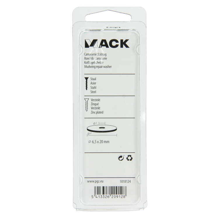 Mack 1018124 - Karosseriescheibe verzinkt80 Stück 6,5 x 20 mm | 5 Stück