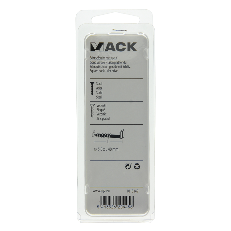 Mack 1018149 - Daumenschraube mit Schlitz verzinkt 18 Stück 5,0 x 40 mm | 5 Stück