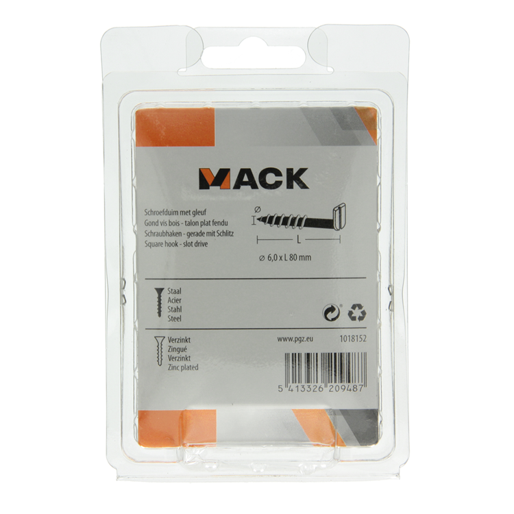 Mack 1018152 - Daumenschraube mit Schlitz verzinkt 11 Stück 6,0 x 80 mm | 5 Stück