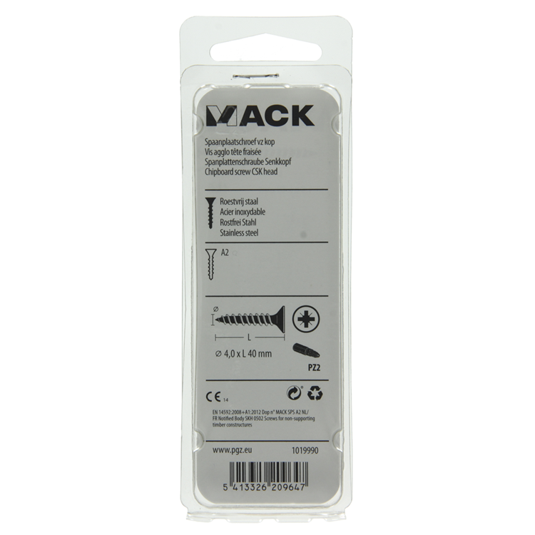 Mack 1019990 - Spanplattenschraube VZ-Kopf Edelstahl 40 Stück 4,0 x 40 mm | 5 Stück