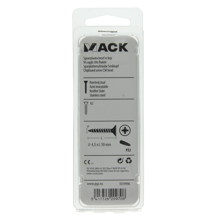 Mack 1019996 – Spanplattenschraube VZ-Kopf Edelstahl 32 Stück 4,5 x 50 mm | 5 Stück