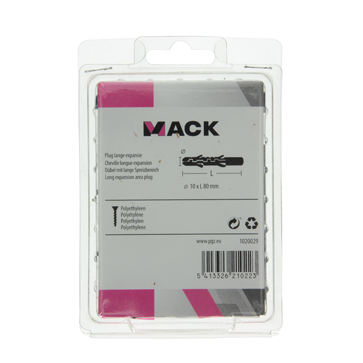 Mack 1020029 - Dübel mit langer Ausdehnung, Polyethylen, 24 Stück, 10 x 80 mm | 3 Stück