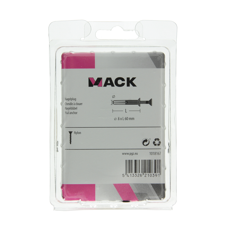 Mack 1018167 - Nylon-Nageldübel Polyamid 25 Stück 8 x 60 mm | 3 Stück