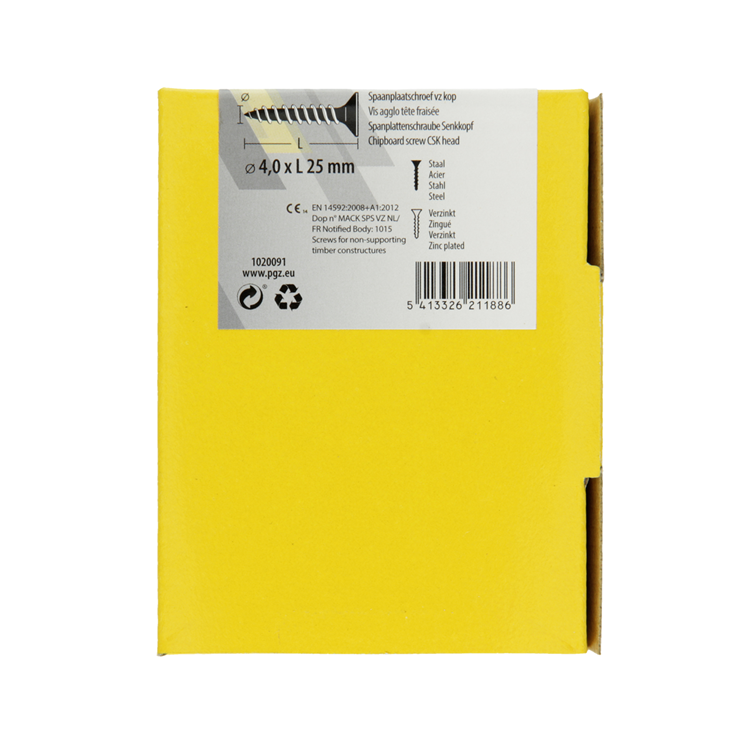 Mack 1020091 - Spanplattenschraube mit Kopf gelb mit 200 Stück 4,0 x 25 mm | 5 Stück