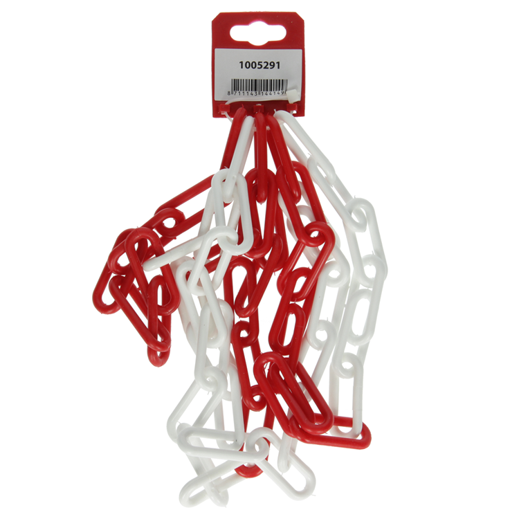 Mack 1005291 - Kunststoffkette rot weiß ø 6mm l 40mm 2m | 5 Stück