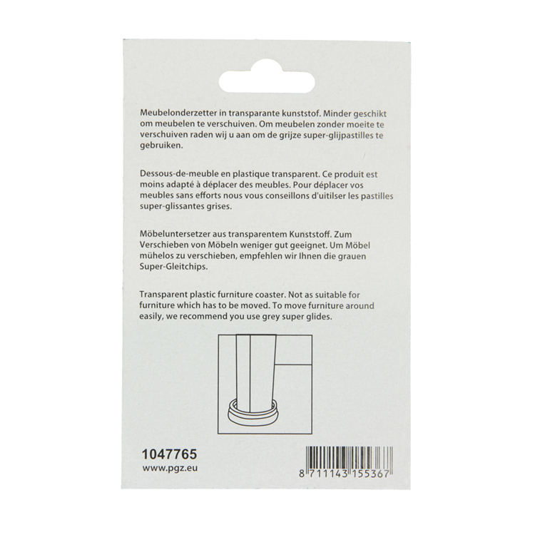Mack 1047765 - Möbeluntersetzer Kunststoff transparent ø 35 mm 4 Stück | 6 Stück