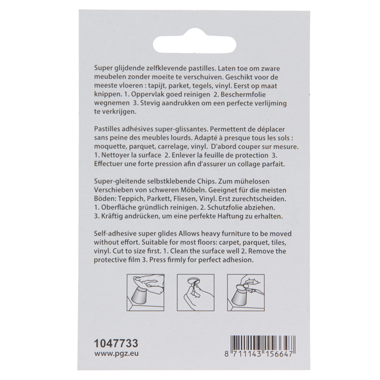 Mack 1047733 - Super-Gleitpastille selbstklebend grau ø 60 mm 4 Stück | 6 Stück