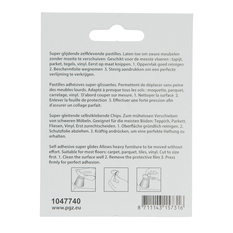 Mack 1047740 - Super-Gleitpastille selbstklebend grau 25 x 35 mm 4 Stück | 12 Stück