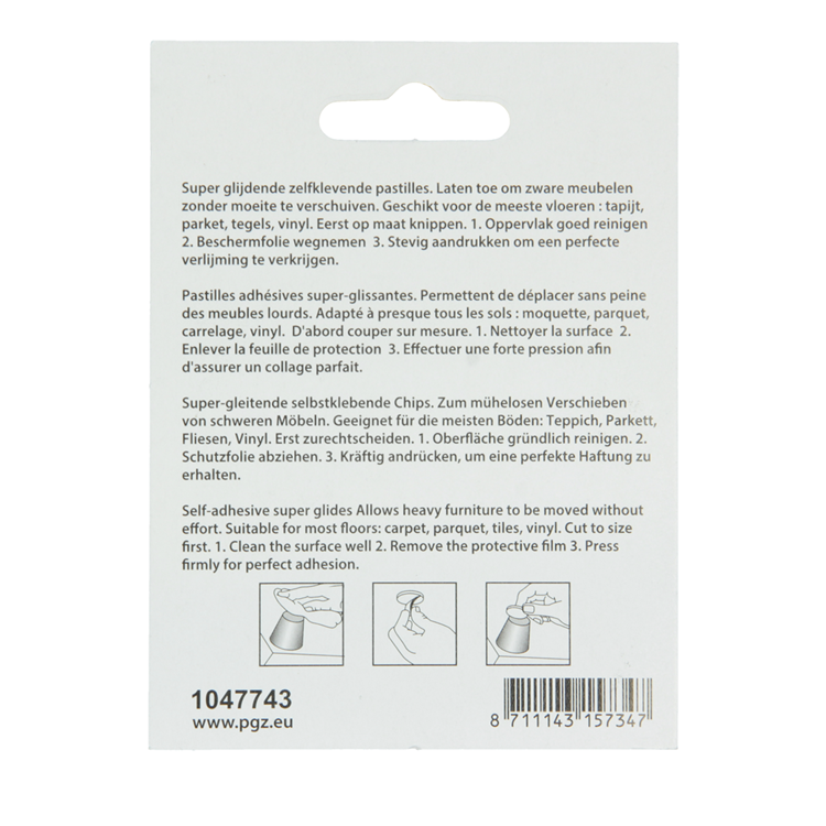 Mack 1047743 - Super-Gleitpastille selbstklebend grau ø 17 mm 16 Stück | 12 Stück