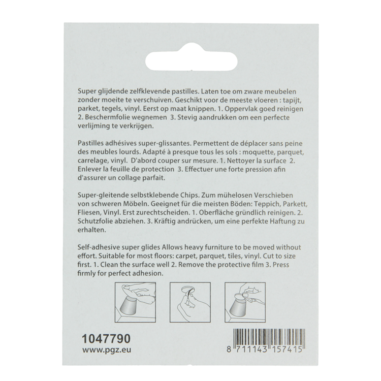 Mack 1047790 - Super-Gleitpastille selbstklebend grau 35x35x45 mm 4 Stück | 12 Stück