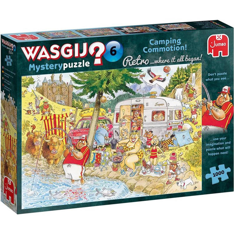 Jumbo -Puzzle Waschen Retro Mystery 6 Camping 1000 Stücke