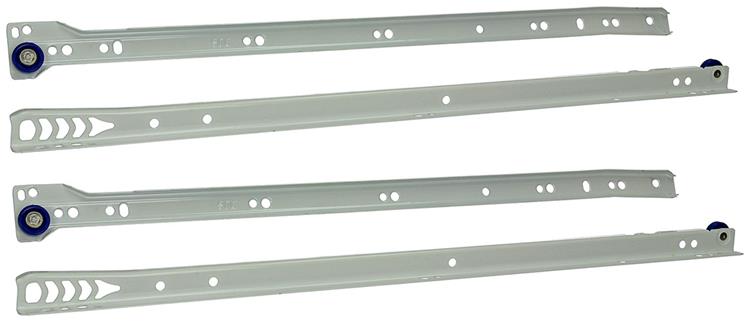 1013691 – Paar rollende Schubladenführungen weiß 25 kg 50 cm | 5 Stück