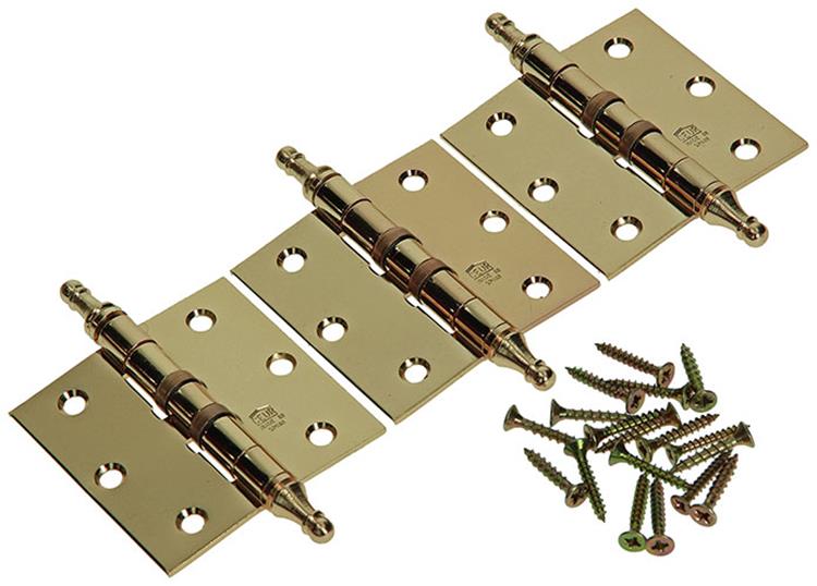 Yale 1019138 – 3 Scharniere mit kugelgelagertem Messing-Vasenknopf 76 x 76 mm | 2 Stk