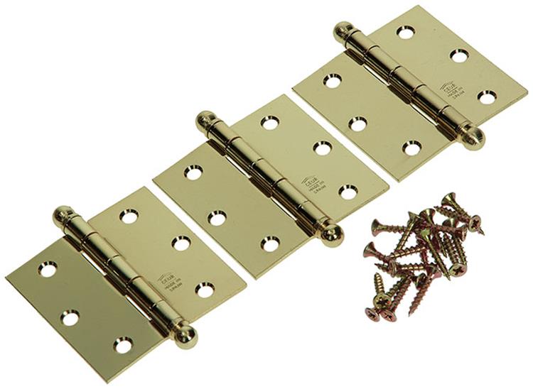Yale 1019144 – 3 Kugelknopfscharniere vermessingt 76 x 76 mm | 2 Stk