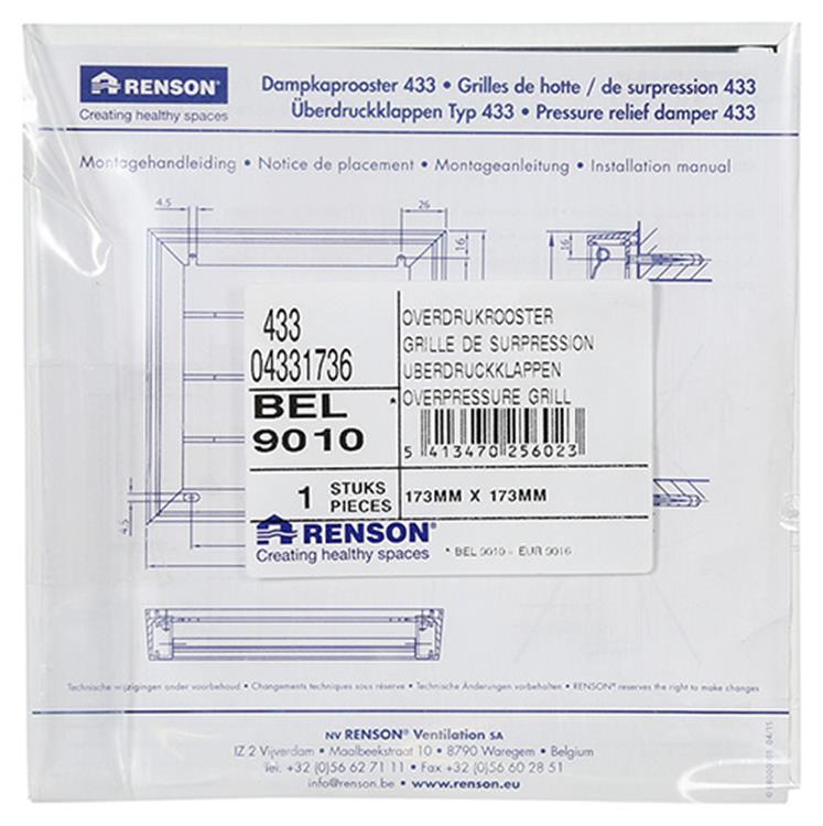 Renson 1013878 - Lamellengitter Aluminium weiß 433 173x173mm | 2 Stk