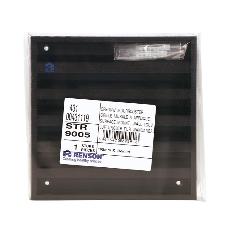 Renson 1058000 – Aufputz-Wandgitter mit Maschenweite 431 (165 x 165), RAL 9005 schwarz | 2 Stk