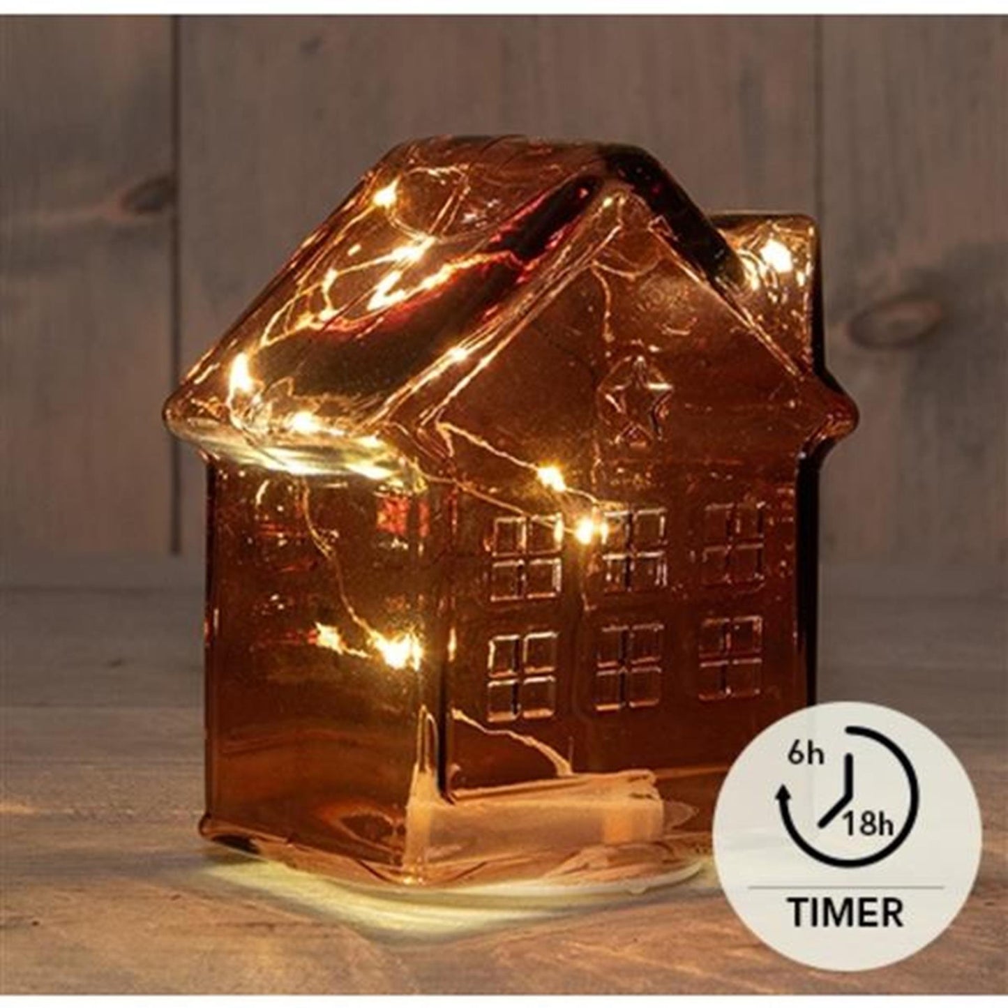 Anna's Collection LED-Haus aus Glas, bordeaux, H14 cm