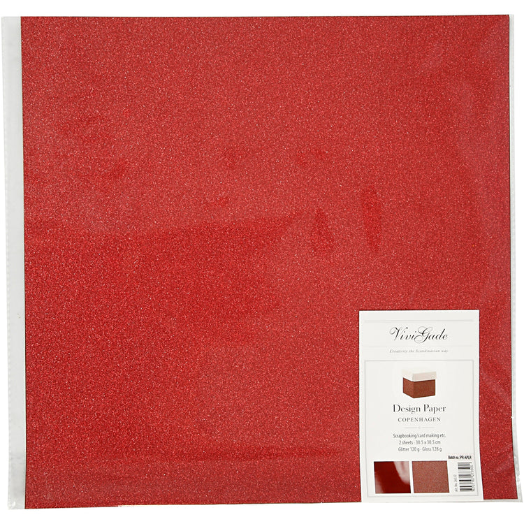 Vivi Gade Designpapier, Blatt 30,5 x 30,5 cm, 120+128 g, rot, 2 Blatt 1 Box