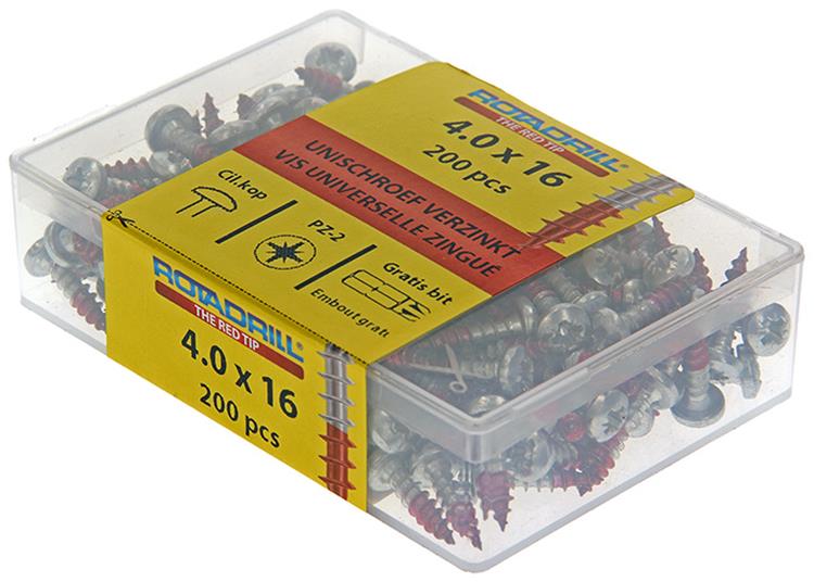 Rotadrill 1040028 - Universalschraube ckpzd vz 4,0x16mm (200) | 4 Stück