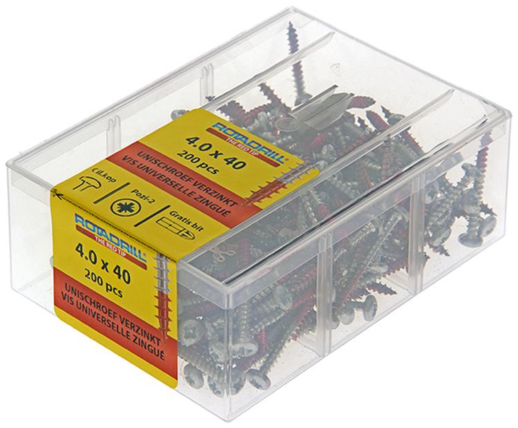 Rotadrill 1040032 - Universalschraube ckpzd vz 4,0x40mm (200) | 4 Stück
