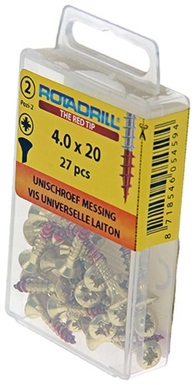Rotadrill 1039882 - Universalschraube Messing LK PZD 4,0x20mm (27) | 6 Stück
