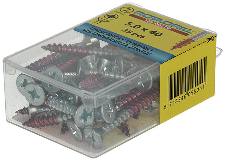 Rotadrill 1039808 - Universalschraube VK PZD VZ 5,0x40mm (35) | 6 Stück
