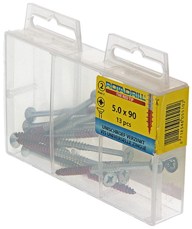 Rotadrill 1039821 - Universalschraube VK PZD VZ 5,0x90mm (13) | 6 Stück