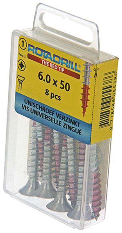 Rotadrill 1039786 - Universalschraube VK PZD VZ 6,0x50mm (8) | 6 Stück