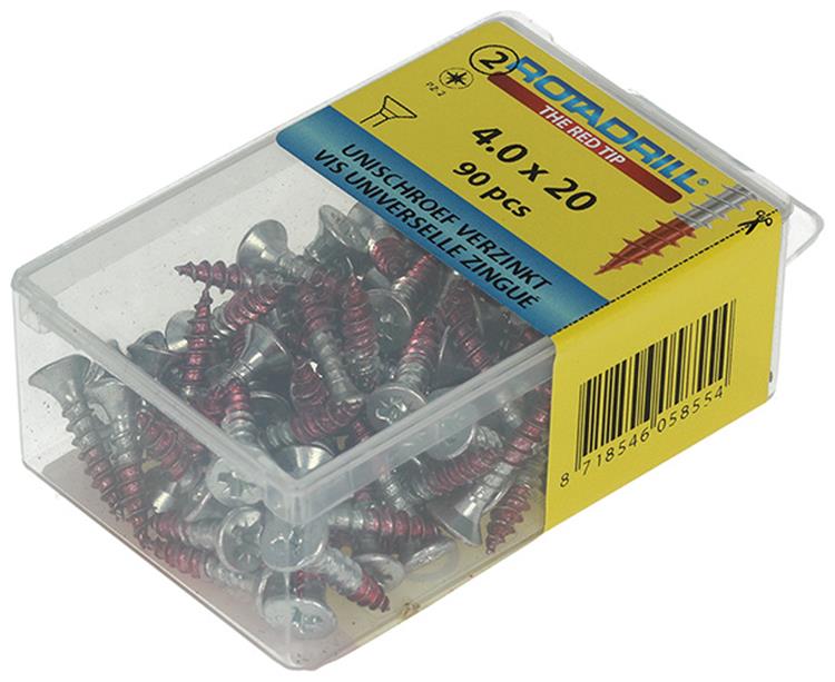Rotadrill 1039798 - Universalschraube VK PZD VZ 4,0x20mm (90) | 6 Stück