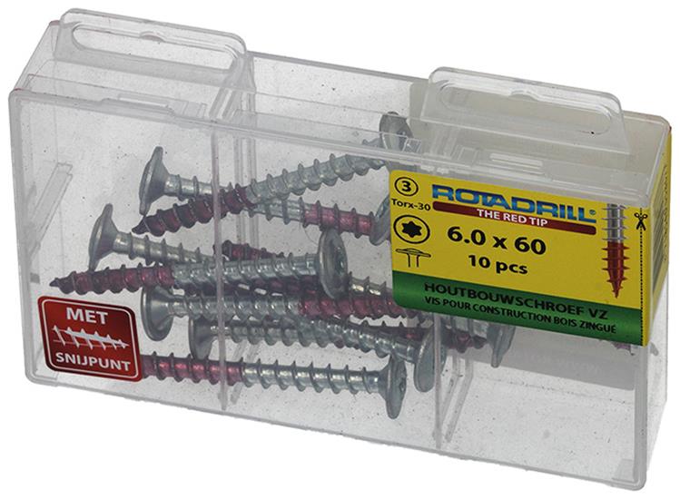 Rotadrill 1039918 - Holzbauschraube Senkkopf VZ TX 6,0x60mm (10) | 6 Stück