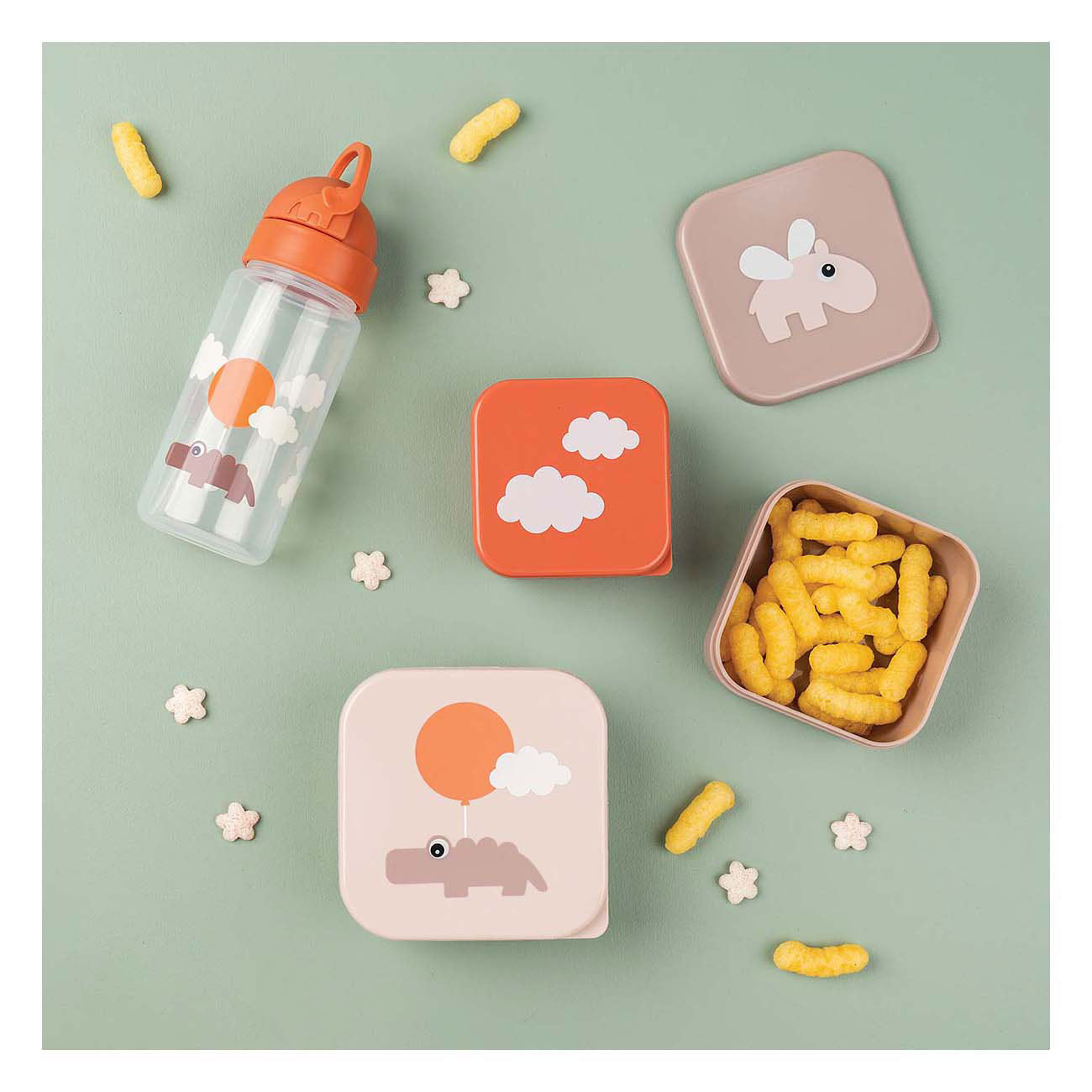Fertig von Hirsch Snackbox Happy Clouds Pink, 3st.