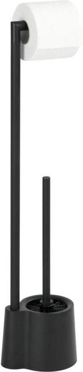 Wenko Toilettenbutler Avola Edelstahl schwarz – Toilettenpapierhalter, Toilettenbürste mit Halter freistehend
