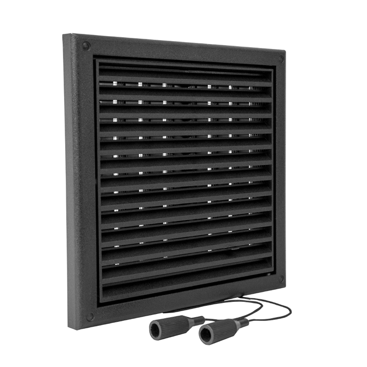 Renson 1069263 – oberflächenmontiertes verstellbares Gitter PVC 732 (187 x 187) str 9005 (schwarz) | 2 Stk