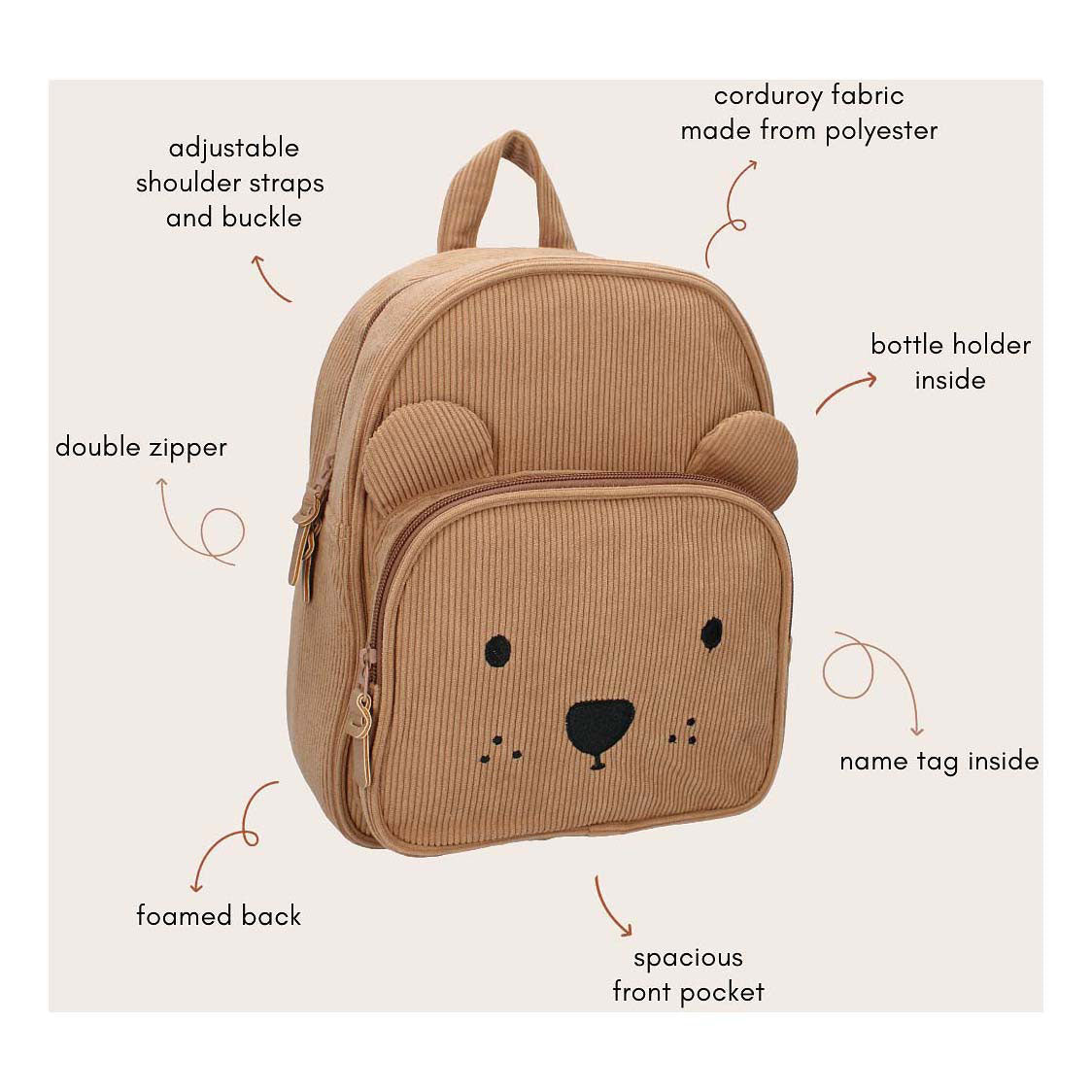 Kidzroom Rucksack Porto Beary aufgeregter Brown aufgeregt