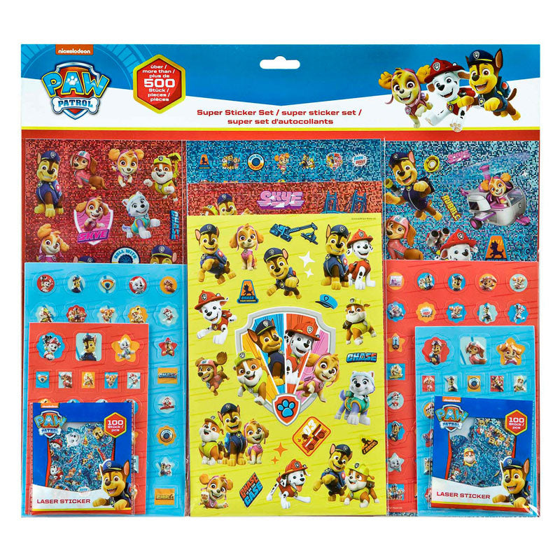 Undercover Super Sticker Set Paw Patrol, 500DLG.