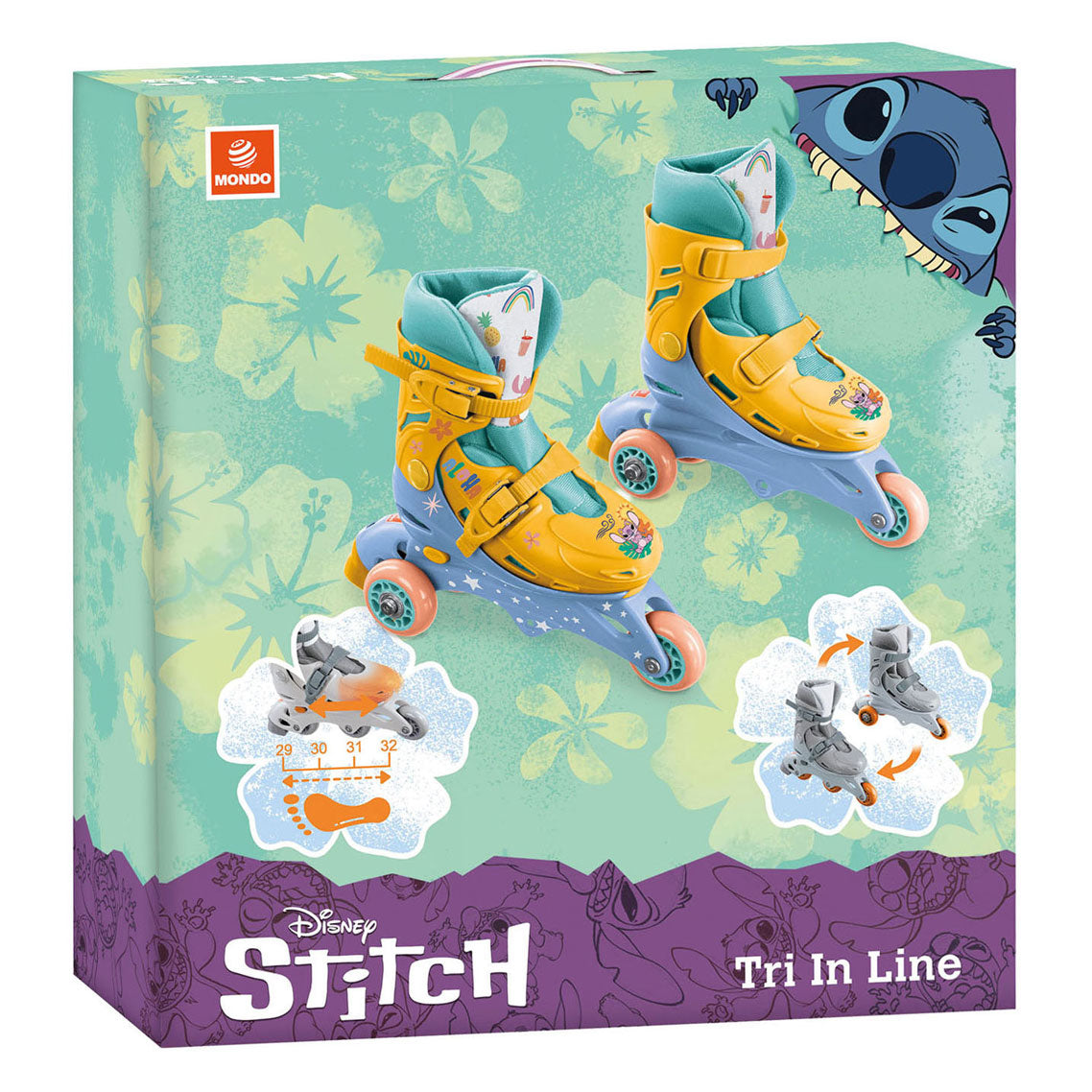Mondo Rollschuhe mit 3 Rädern, Größe 29–32 cm