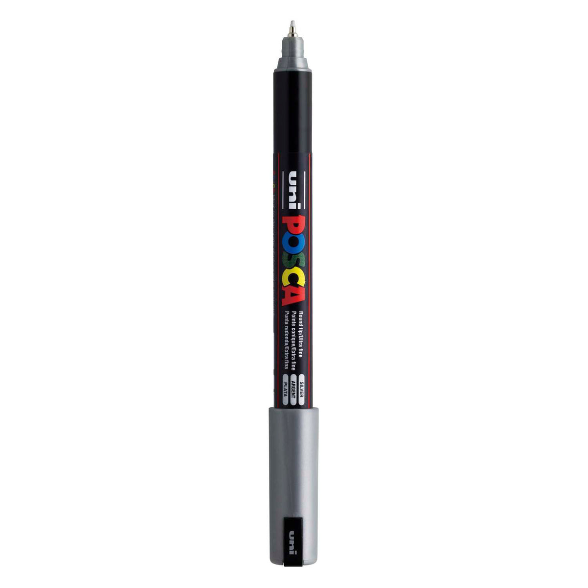 UNI-POSCA POSCA-Marker, AFM PC-1MR, Leitungsdicke 0,7 mm, Extra-Feine, Silber, 1 Stück