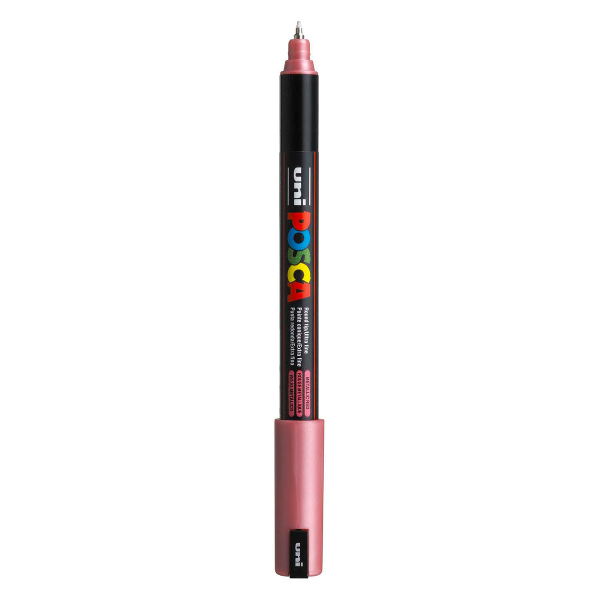 UNI-POSCA POSCA-Marker, AFM PC-1MR, Leitungsdicke 0,7 mm, extra-feiner, rotes Metallic, 1 Stück