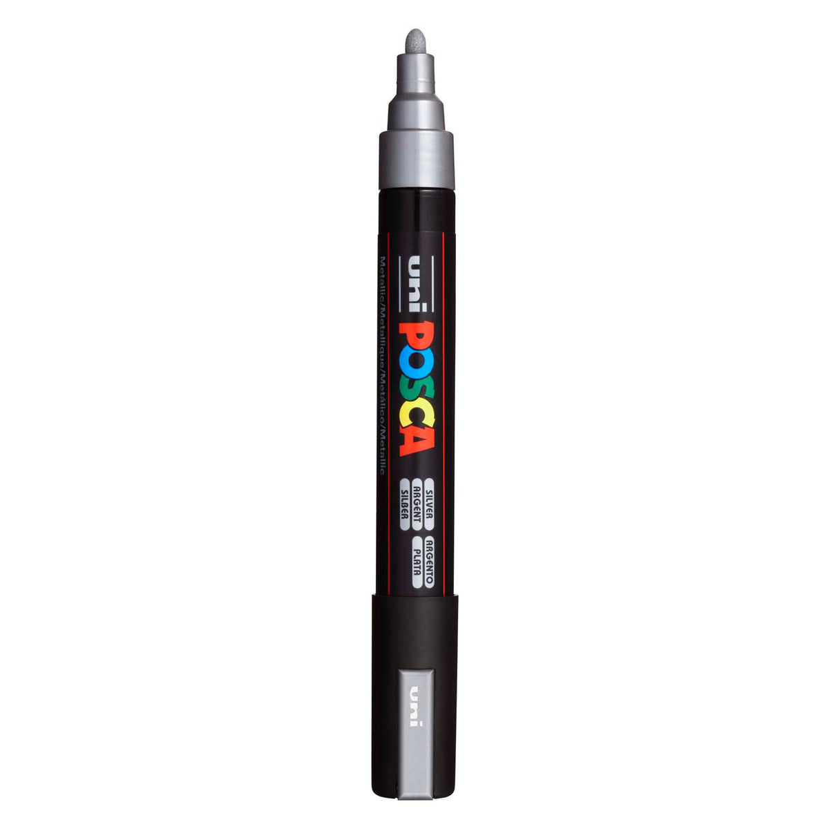 UNI-POSCA POSCA-Marker, AFM PC-5M, Liniendicke 2,5 mm, Medium, Silber, 1 Stück