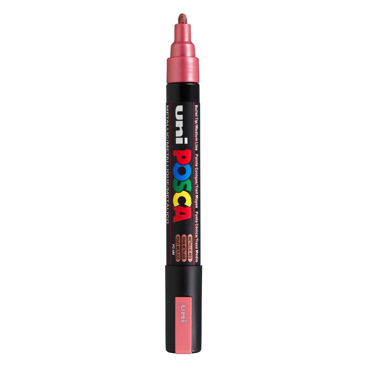 UNI-POSCA POSCA-Marker, AFM PC-5M, Liniendicke 2,5 mm, mittel, rotes Metallic, 1 Stück