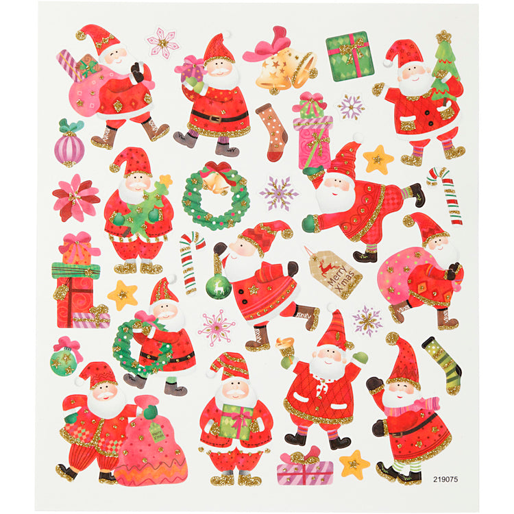 Creativ Firmenaufkleber, fröhlicher Weihnachtsmann, Blatt 15x16,5 cm, ca. 33 Stück, 1 Blatt
