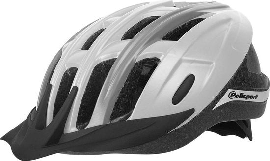 Polisportfahrt im Fahrradhelm L 58-62 cm Weiß grau