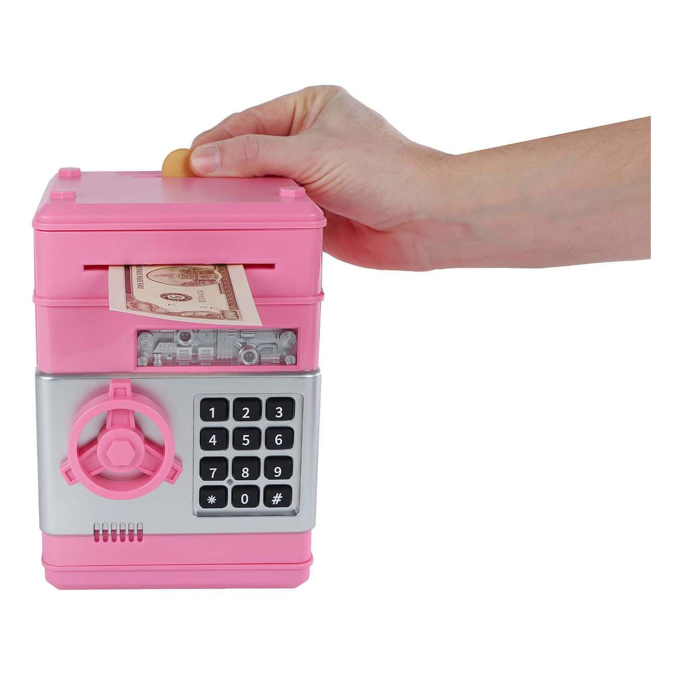 Geldtresor mit Geheimcode rosa, 19,5cm