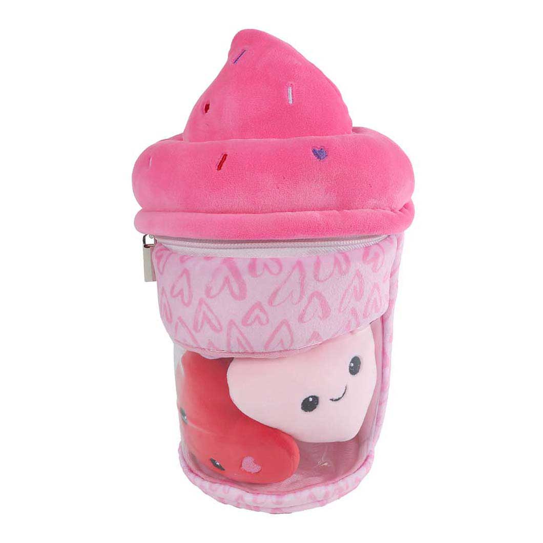 Flauschiges Menü-Plüsch-Eis mit 3 Herzen – 25 cm