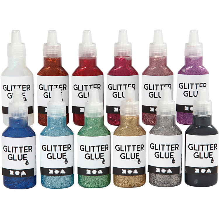 Kreativfirma Glitzer Kleberfarben, 12x25ml