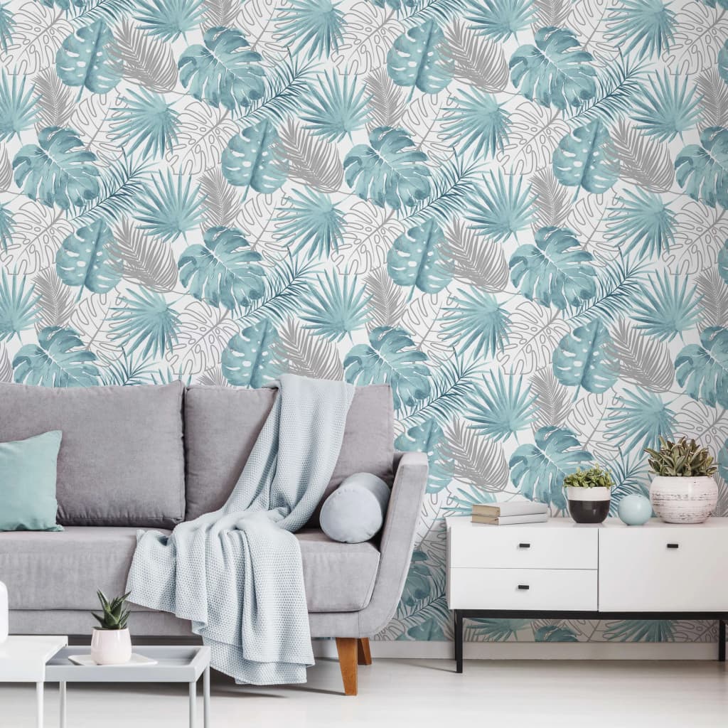 Niederländische Wandverkleidung niederländische Wandverkaufswallpaper Monstera Blätter blau